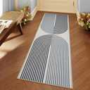 Lahome Rainbow Kitchen Runner Rug, 2x6 Boho Bathroom Laundry Room Rug, Modern Washable Non Slip Non Shedding Stain Resistant Black Carpet Runners for Hallway 6ft Entryway Bath