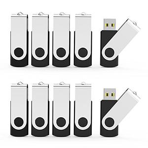 Aiibe 10 Pack 8GB USB Flash Drive Flash Drives USB 2.0 Thumb Drive Memory Stick Zip Drives Bulk (8GB, 10 Pack, Black)