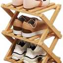 YYW Bamboo Shoe Rack for Entryway, Free Standing Shoe Racks Shelf Closet, Widen Foldable Vertical Shoe Storage Organizer for Living Room