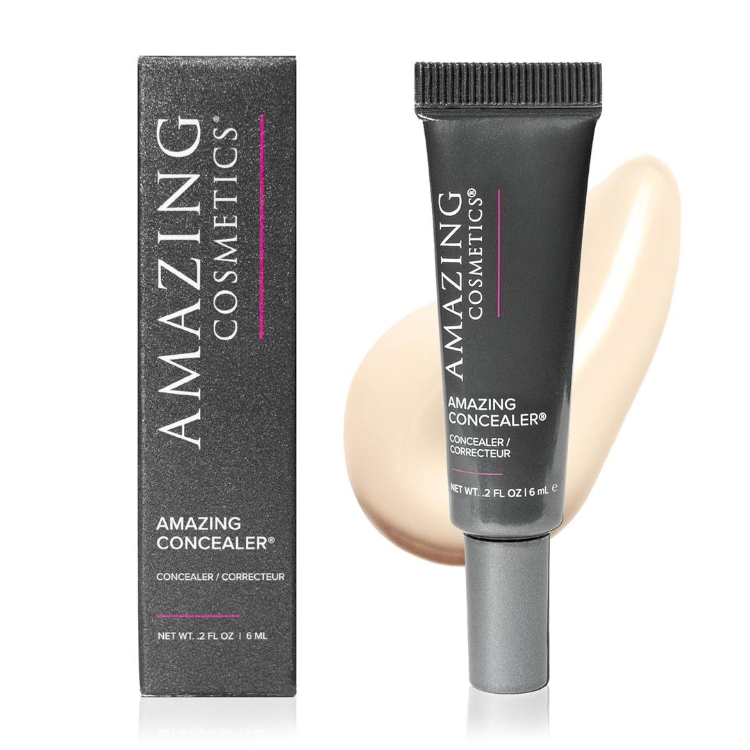 AmazingCosmetics Amazing Concealer, Full Coverage with Pin Dot Amounts, Long Wear Concealer Makeup for Undereye Dark Circles, Blemishes and Spots, Color Correcting, Skin- Like Finish