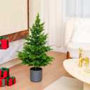 36’’ Cedar Pine Tree with Pot 36’’ Realistic Artificial Small Christmas Tree with Pot for Front Porch Stairs Indoor Outdoor Christmas Decorations