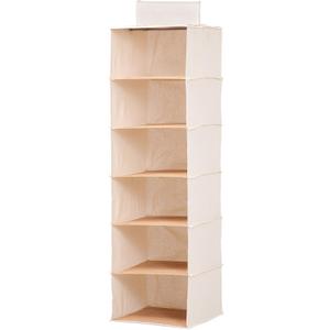 Honey-Can-Do SFT-01003 Hanging Closet Organizer, Bamboo/Canvas, 6-Shelf, 1.5 x 13 x 14.5 inches