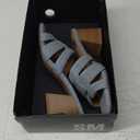 SM New York NWB Ina Denim Block Heel Sandals Open Toe Slip-On Neutral Shoes Size 6