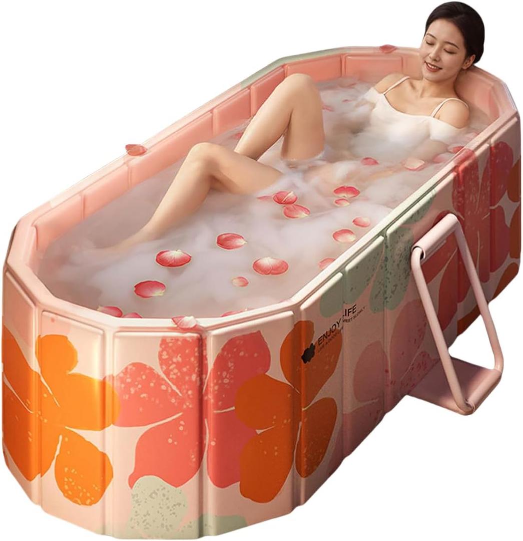 Foldable Bathtub for Adult Large 59'in Collapsible tub Portable Bathtub for Bathroom Folding SPA Tub for Shower Stall, Ideal for Small Spaces (Pink, XXL: 59"L x 33.8"W x 21.6"H) Foldable Bathtub for Adult Large 59'in Collapsible tub Portable Bathtub for Bathroom Folding SPA Tub for Shower Stall, Ideal for Small Spaces (Pink, XXL: 59"L x 33.8"W x 21.6"H)