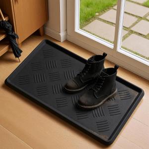 HIYARD Rubber Boot Tray, Shoe Tray for Entryway, Multipurpose Boot Mat, Shoe Mat Indoor and Outdoor, 16x27.5,Black