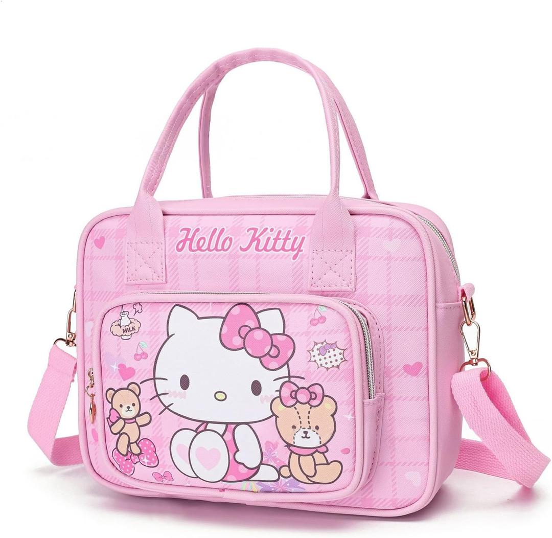 Cute Crossbody Bags, Cartoon PU Leather Handbag, Adjustable Zipper Shoulder Bag, Lovely Gift for Her (Pink)