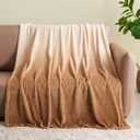 NEWCOSPLAY Super Soft Throw Blanket Ombre Brown Premium Silky Flannel Fleece Leaves Pattern Lightweight Bed Blanket All Season Use (Ombre Brown, Throw(50"x60"))