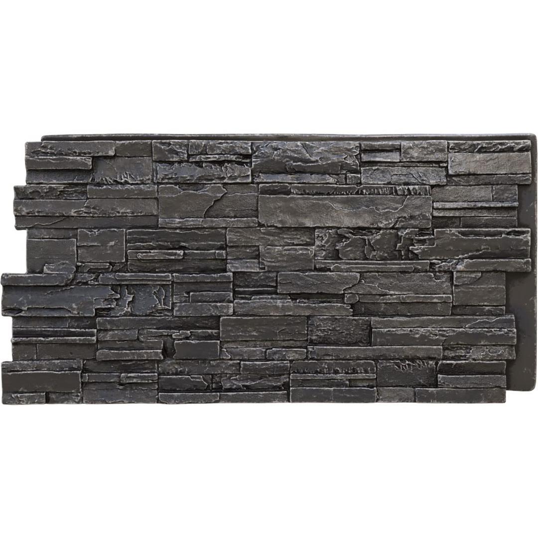 EverStone Cascade Faux Stone Panel, 48 5/8"W x 24 3/4"H x 1 1/4"D, Dark River Color