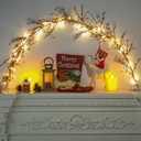 6FT Red Berry Garland with Lights, Artificial Berry Christmas Garland for Indoor and Outdoor Thanksgiving Christmas Decoration, Table Arrangements, Fireplace Mantel, and Centerpiece Decorations (Style-2)