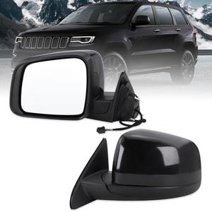 Lqito Left Driver Side Mirror Compatible With 2011-2021 Jeep Grand Cherokee 2022 Jeep Grand Cherokee WK With Manual Folding Power Glass Heated Black Replace#5SG19TZZAF(5Pins)