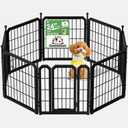 Dog Playpen for Indoor & Outdoor, 24 inch 8 Panels Metal Puppy Playpen for Puppies/Small Dogs, Portable Pet Fence for Yard, Camping, Travelling, Black