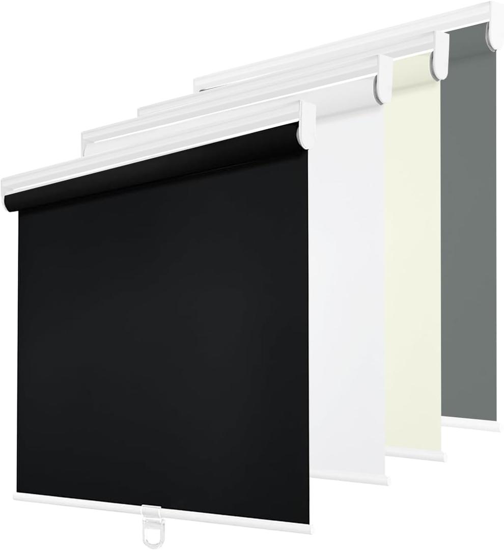 Changshade Blackout Roller Shades Cordless for Windows,100% Room Darkening Window Blinds for Bedroom,Thermal Insulated UV Protection,Easy Install Pull Down Shades for Home,31Wx72H,Black