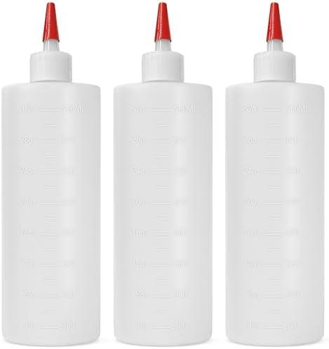 3-pack Plastic Squeeze Bottles for Sauces - 32oz Condiment Squeeze Bottles for Liquids - BPA Free Squirt Bottle with Cap - Ketchup, Syrup, Oil, Dressings, Honey & Arts and Crafts