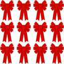 12 Pcs Red Velvet Bows for Christmas Tree Decorations, 9" X 14" Outdoor Christmas Bows Tree Topper Ornaments with Glitter Gold Edge for Wreaths Fireplace Home Party Door Xmas Holiday Decor