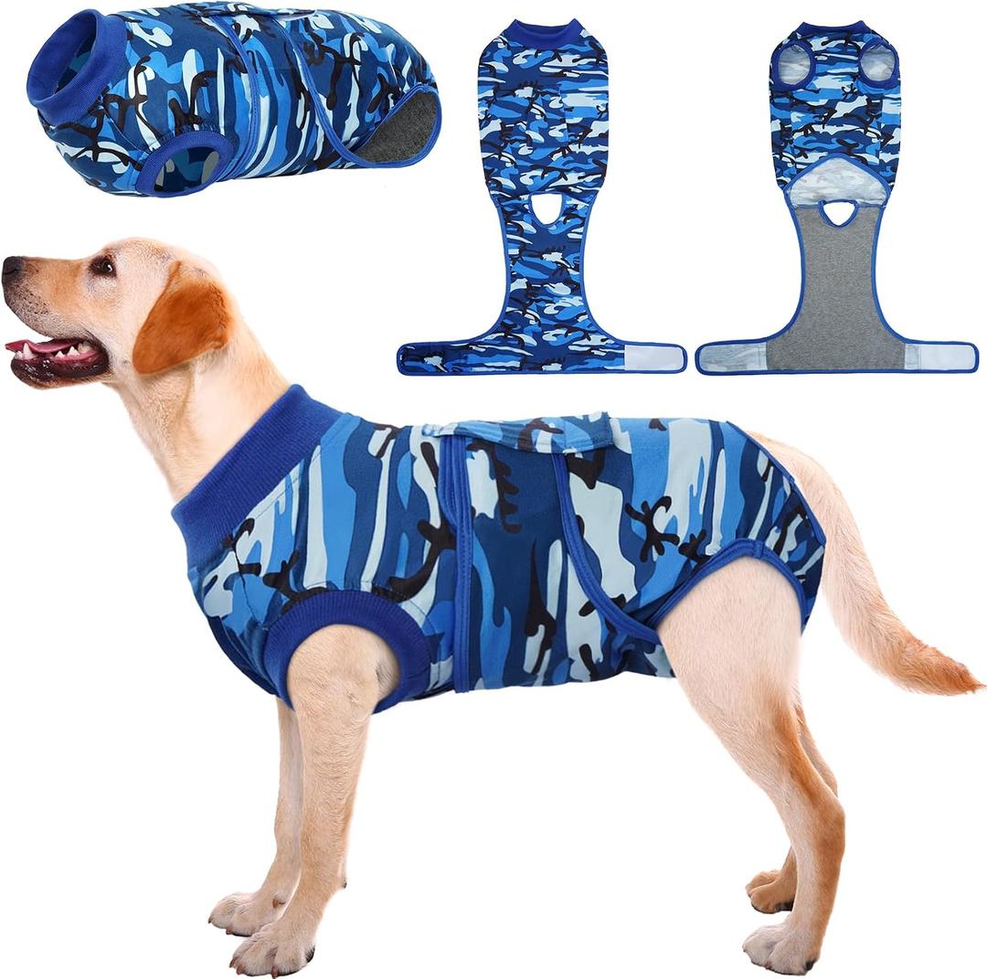 Kuoser Recovery Suit for Dogs Cats After Surgery, Professional Pet Recovery Shirt Dog Abdominal Wounds Bandages, Substitute E-Collar & Cone,Prevent Licking Dog Onesies Pet Surgery Recovery Suit, Size L