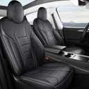 FREESOO Seat Covers for Tesla Model Y 5 Seater Waterproof Nappa Leather Seat Cover Full Set Protector Accessories Custom Fit 2020 2021 2022 2023 2024 Black