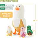 PEACH CAT Banana Duck Plush 1 Mommy 19.7" Banana Duck Stuffed Animal with 3 Cute Babies Inside, 4 Pieces Plushies Toy Set Gifts for Girls and Boys