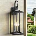 24" Extra Large Outdoor Wall Light for House, Black 3-Light Waterproof Exterior Porch Lamp Wall Mount, Modern Outside Wall Sconce Coach Light with Clear Glass, E12, 1-Pack (Black (No sensor))