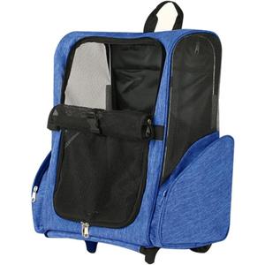 Pet Trolley Bag Cat Dog Travel Bag Portable & Breathable Pet Carrier Backpack - Lightweight Dual-Shoulder Design for Easy Travel with Your Beloved Companion Scalable Pull Rod pet Bag (Blue)
