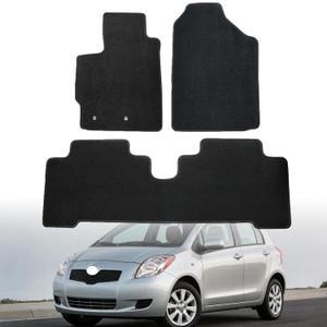 Mythoria Car Floor Mats Full Set Fit for Toyota Yaris 2007 2008 2009 2010 2011 2012 | All-Weather Protection,Black, Velour Carpet | Waterproof, with Anti-Slip Backing (Large)