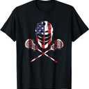 Lacrosse American Flag Lax Helmet Sticks 4th of July T-Shirt, S