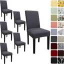 Dining Room Chair Covers Set of 6, Stretch Solid Color Parsons Chair Slipcovers Spandex Removable Washable Kitchen Chair Protector Cover for Dining Room, Hotel, Ceremony (Grey)