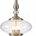 Modern Glass Large Pendant Light Brushed Nickel 5-Light Chandelier for Dining Room, Kitchen Island, H 27.5" x W 15.7", Adjustable Hanging Height