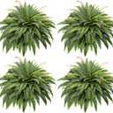 CQURE Artificial Boston Ferns for Outdoors, 50 Inch Large Fake Fern Plant with 96 Fronds, Set of 4 Realistic Artificial Fern Bushes for Indoor Outdoor Garden, Porch, Patio Decor