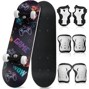 Honoson 7 Pcs Skateboard for Toddlers Beginners Knee Elbow Pads Wrist Guards Gear Set