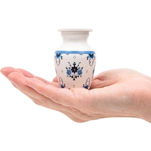 2 x Cremation Urns for Human Ashes Adult Female, Male | Funeral Urn for Ashes for Women, Men | Decorative for Burial, Memorial, Home | Handcrafted Keepsake | Delft Style Blue & White (Small)