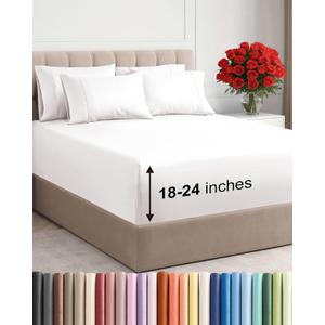 Extra Deep Queen Sheet Set - 6 Piece Breathable and Cooling Sheets - Hotel Luxury Bedding for Women, Men, Kids & Teens - Easy & Secure Fit - Soft and Wrinkle Free - Extra Deep Pockets - Antique White