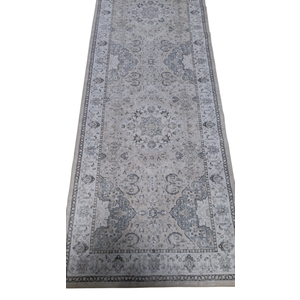 Runner Rug 110" x 36" Vintage Living Room Rug Area Rug for Bedroom Non-Slip Rug Gray Floral Floor Rugs  
