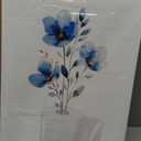 Framed bathroom canvas wall art with blue flowers embellishing toilet paper; elegant floral bathroom decorative painting for living room and bedroom; gallery style; 12x16 inches; can be hung directly.