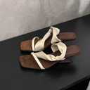 USIMAD Heeled Sandals for Women Square Toe High Heels Wedges Sandals Comfortable Dress Casual Shoes (6, Beige)