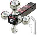 Ayleid Trailer Hitch Tri-Ball Mount with Hook & Pin Balls Sized 1-7/8 , 2 & 2-5/16 inches , Tow Hitch , Silver