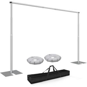 Pipe and Drape Backdrop Stand Kit 10x10ft, Heavy Duty Back Drop Adjustable Stand with Carry Bag, Metal Background Frame for Parties Wedding Birthday Decoration Photography Photo Booth Video - Silver