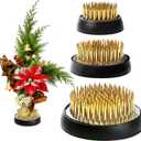 3 Pcs Flower Frogs for Flower Arrangements Supplies, Japanese Flower Arranging Ikebana Kenzan, Pin Frogs for Flowers Holder with Rubber Base Flower Fixed Tools(Gold, 1.3 Inch, 1.57 Inch, 1.97 Inch) (3 Different size)