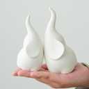 Ceramic Elephant Figurines with Trunk Up,Ring Holder,Elephant Statue African Home Decor,A Pair of Small Lucky Sculpture,Ideal for Gifts Women,Valentine Decor and Christmas (White)