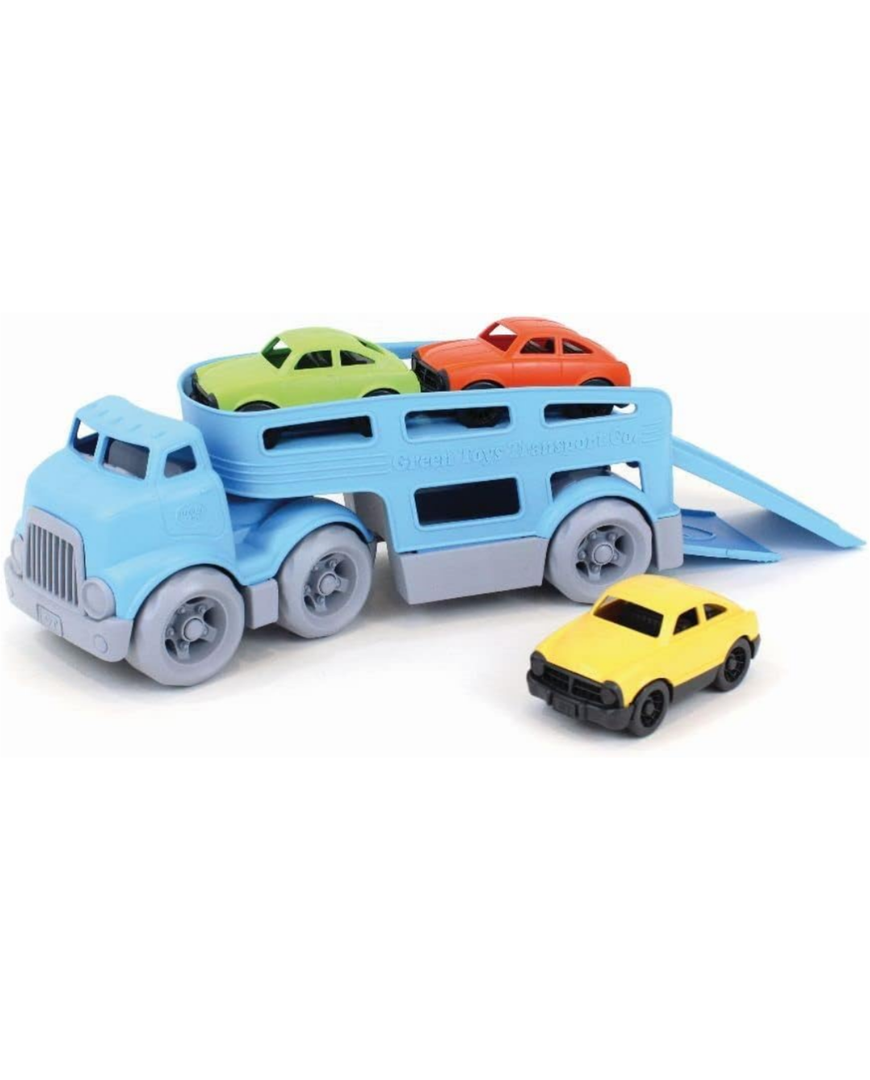 Green Toys Car Carrier, Blue - Pretend Play, Motor Skills, Kids Toy Vehicle. No BPA, phthalates, PVC. Dishwasher Safe, Recycled Plastic, Made in USA.