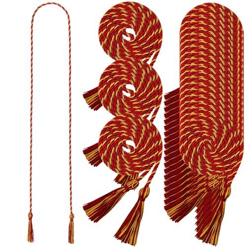 24 pcs Graduation Honor Cords 68" Grad Braided Honor Cord with Tassel Honor Rope Grad Cords Bulk for Graduation Students Bachelor Master Doctoral Gown Grad Decor (Burgundy and Gold)