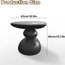 Modern Resin End Table, Irregular Sofa Side Table for Indoor and Outdoor, Round Stone-Inspired Shaped Small Coffee Table for Living Room, Bedroom, Balcony, Garden, Yard, Store (Black), 15.74 inches x 11.81 inches x 17 inches