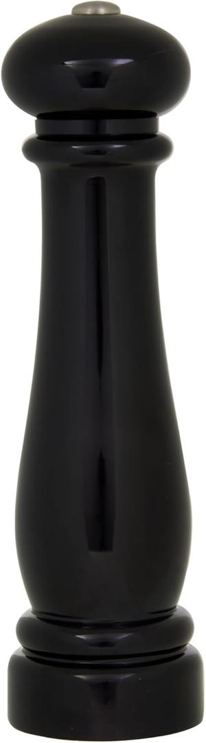 Kamenstein Traditional Glossy Battery Operated Grinder for Salt or Peppercorns, Easy to Use with One Handed Push of a Button, Runs on Batteries, batteries not Included, 10in, Black