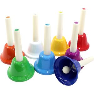 Murtenze 8Pcs Diatonic Colorful Metal Handbells Set, 8 Note Musical Bells for Holiday Birthday Gift Music Teaching(13.5cm x 7.5cm) (Large)