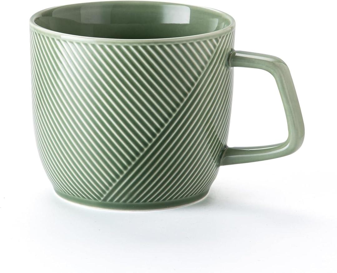 Extra Large Ceramic Coffee Mug: 32 oz Oversized Soup Bowl with Handle for Cereal Tea Ice Cream - Green Microwave Safe Giant Cup