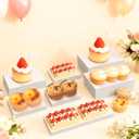 3Pcs White Buffet Risers 10" 12" 14" Acrylic Food Risers Display Stands Catering Supplies Buffet Display with Hollow Bottom