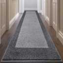 Machine Washable Runner Rug 32" x 120", Non Slip Kitchen Mat for Floor, Absorbent Entryway Rug for Kitchen, Bedroom, Living Room, Hallway, Door (Roll Packing) (Grey)