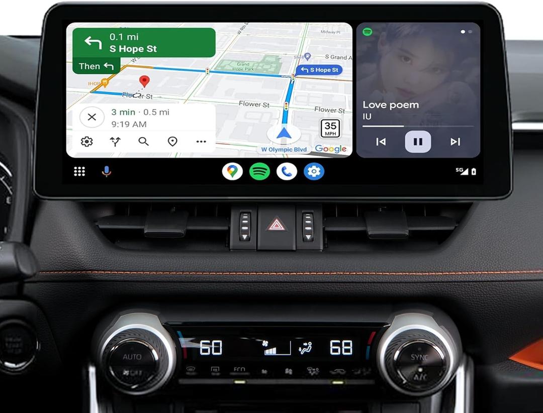 Car Radio for Toyota Rav4 2019-2022: 12.3" HD Touchscreen Stereo with Wireless CarPlay Android Auto Bluetooth 5G WiFi GPS FM RDS SWC Backup Camera