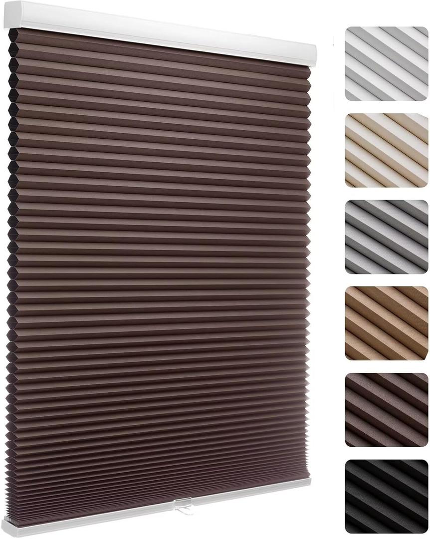 MYshade Cordless Blackout Cellular Shades, 1.5" Honeycomb Window Blinds for Bedroom & Nursery, Thermal Insulated, Noise Reducing, Privacy Shades, Inside or Outside Mount (24" W x 50" H, Taupe)