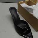 Coutgo Womens Heeled Mules Pointed Peep Toe High Heels Slip On Backless Mule Sandals Dress Shoes Size 9