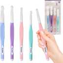 Large Sizes Crochet Hooks 8mm, 10mm, 12mm, 15mm Rubber Handle Crochet Hook 4PCS- Ergonomic Handle Crochet Hooks Weaving Tools for Knitting Blankets, Shawl and Carpet